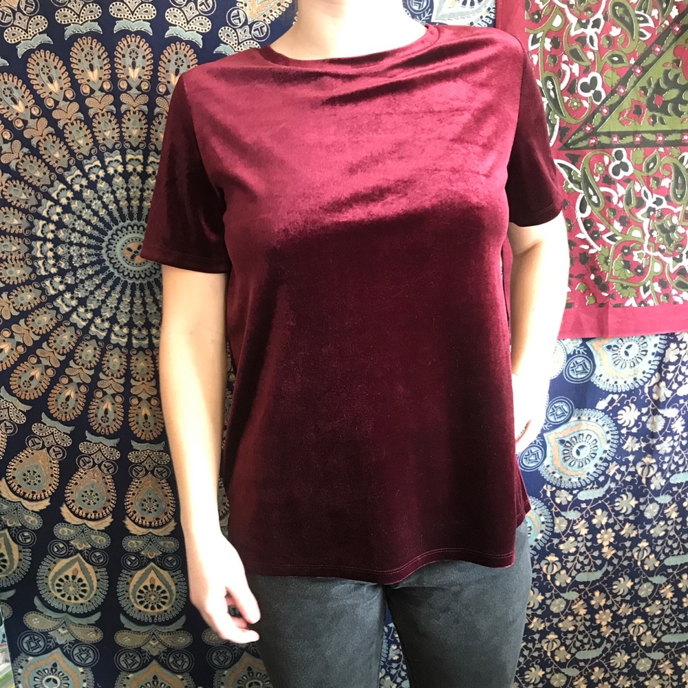 Burgundy Velvet Top Old Navy